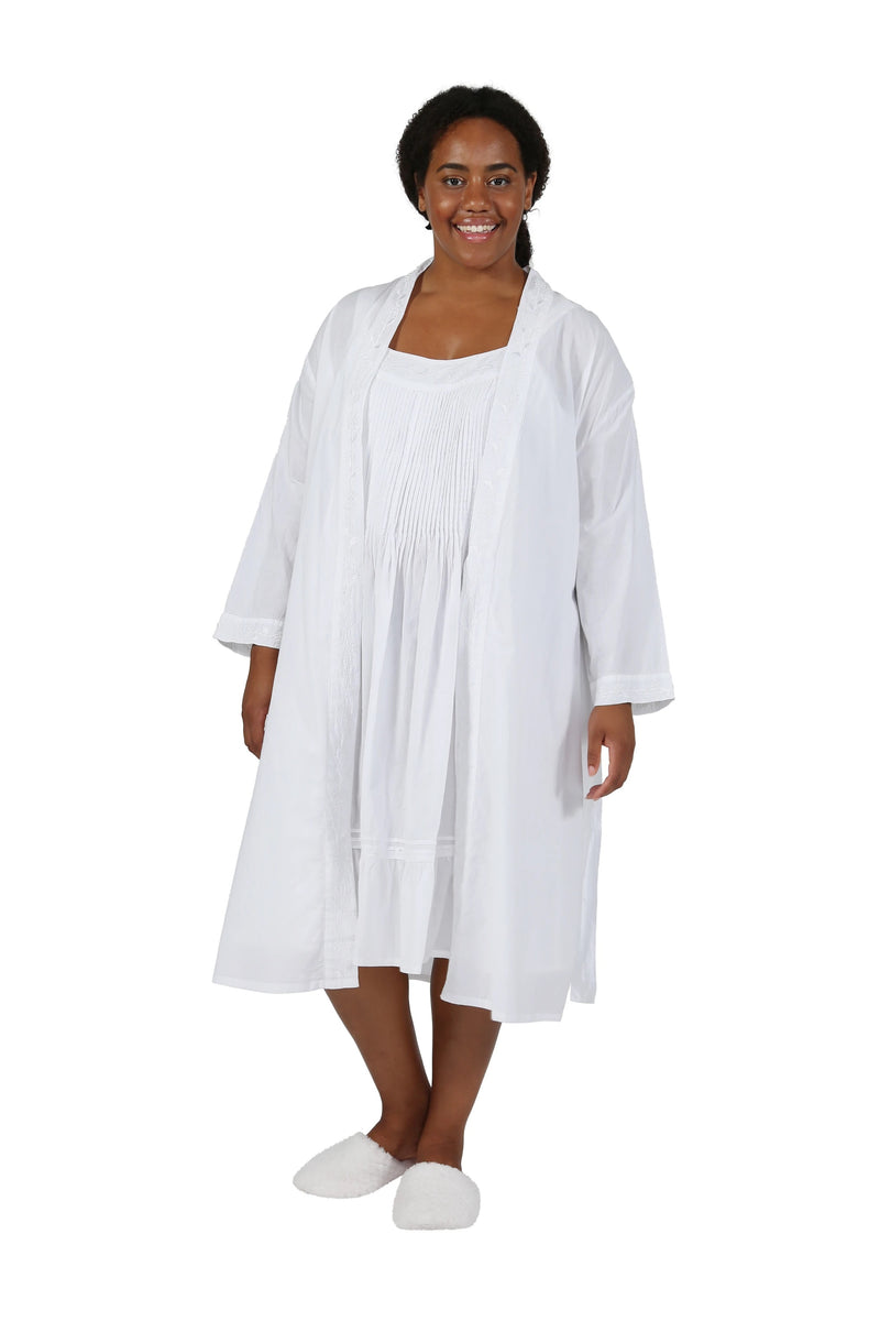 Women's White Cotton Nightgown and Robe Set – Nyteez