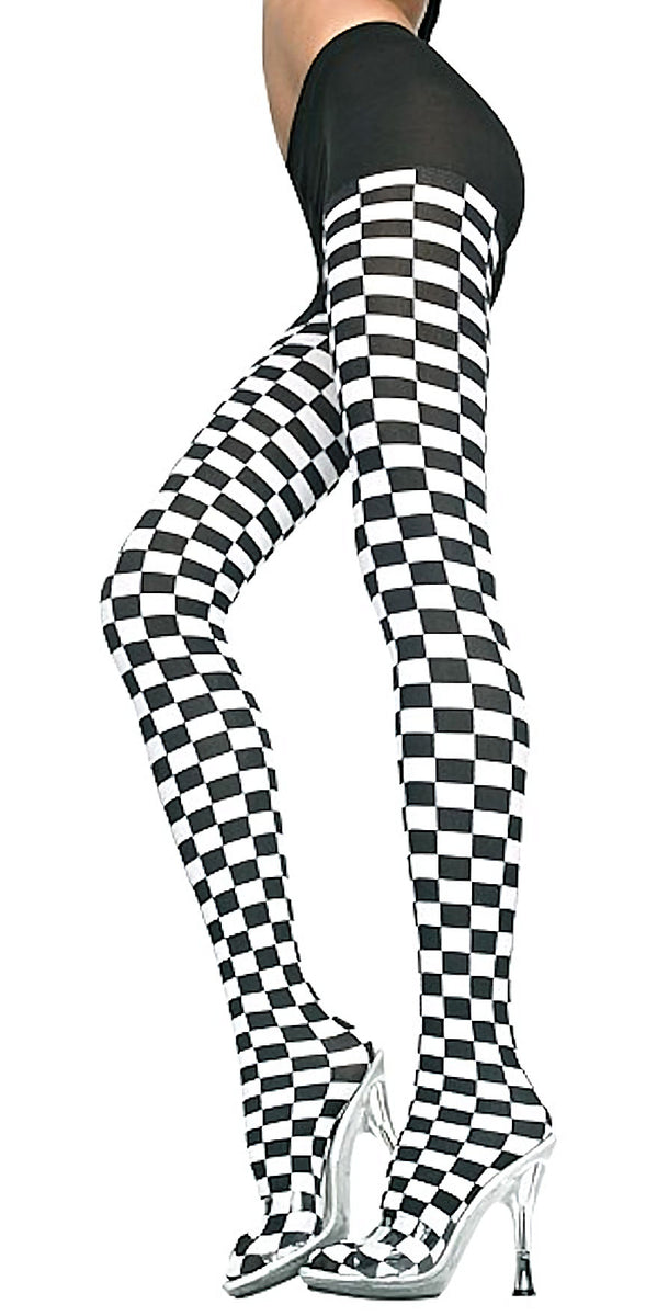 Checkered Racing Flag Tights Black and White – Nyteez