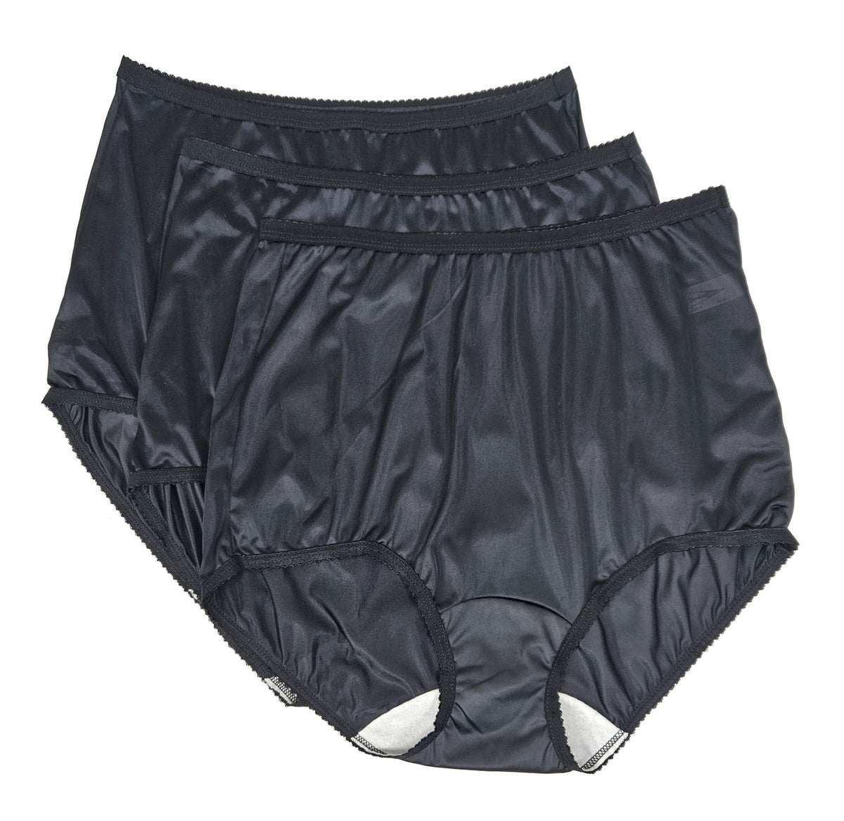 Shadowline Panties Women's Full Brief Silky Nylon Underwear 3-Pack