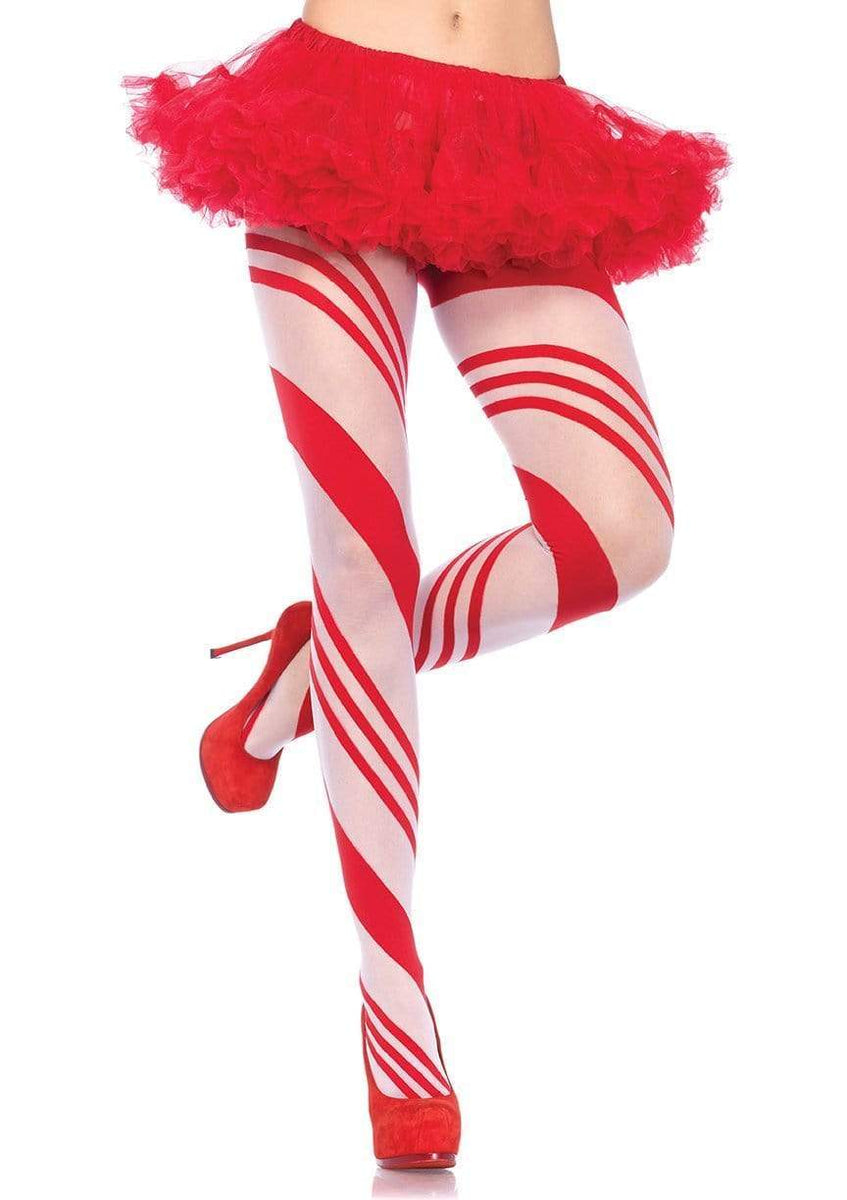 Red & White Striped Tights