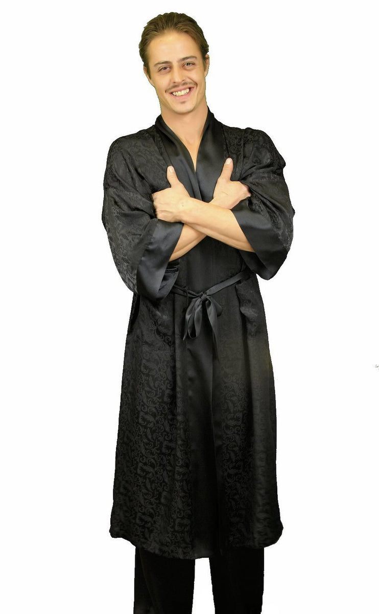 Silk Mens Kimono Robe Boheme Dressing Gown for Man Luxury 