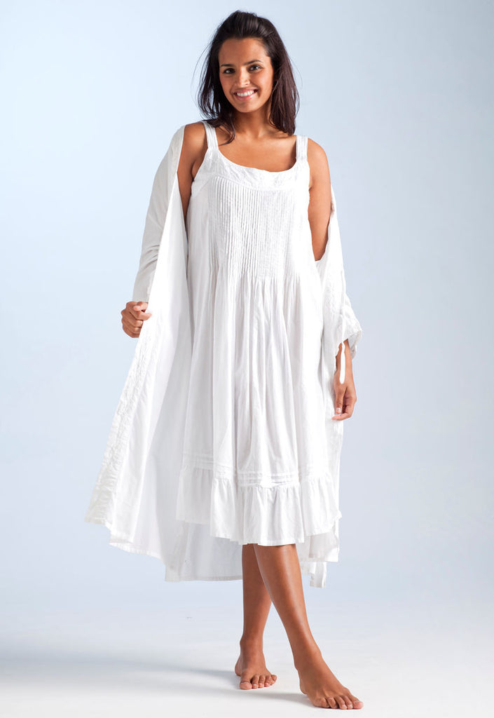 Women's White Cotton Nightgown and Robe Set – Nyteez
