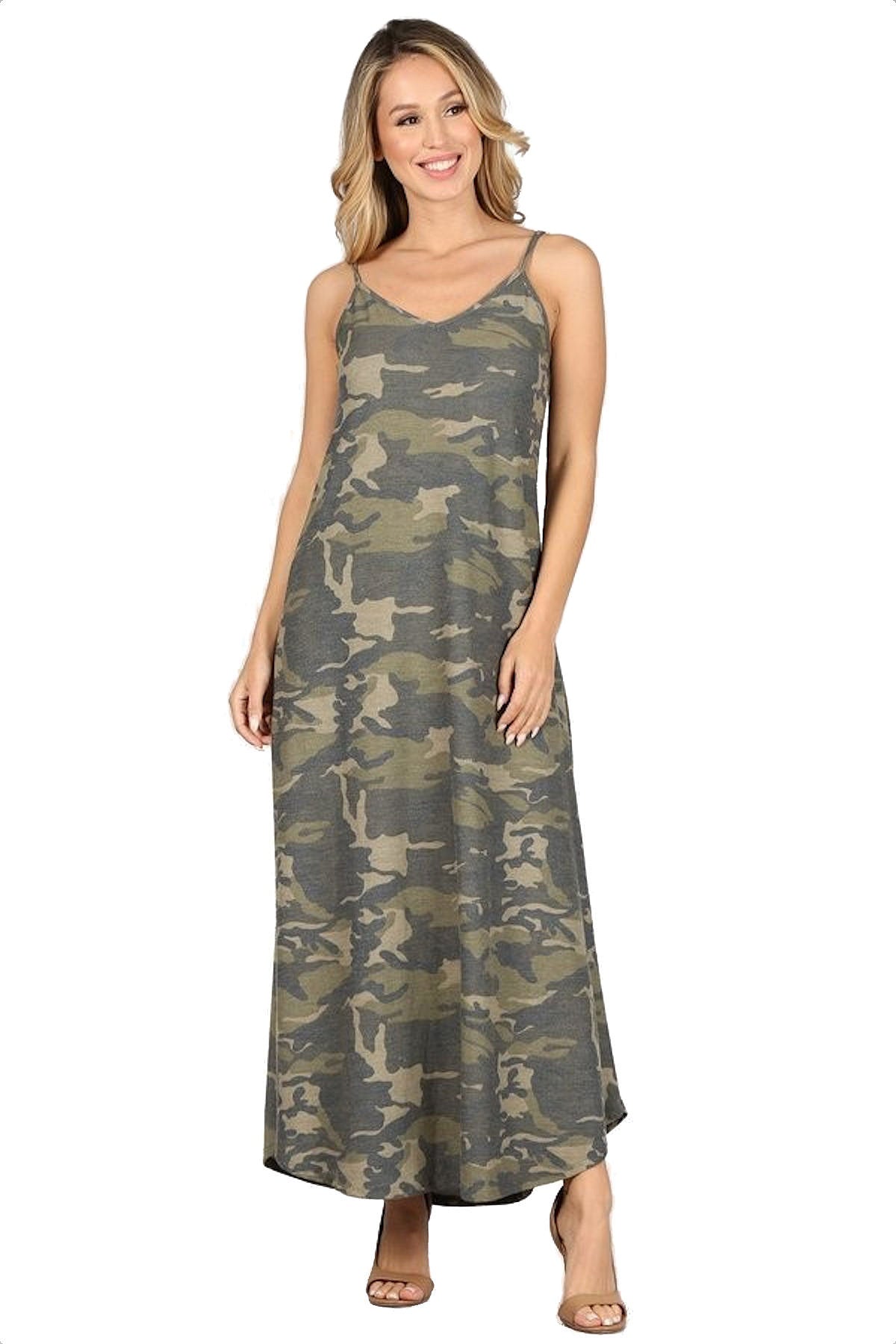 Women's Long Camouflage Lounge Dress Nightgown Maxi