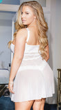 Bridal White Short Babydoll Nightgown with Matching Thong Panty Coquette