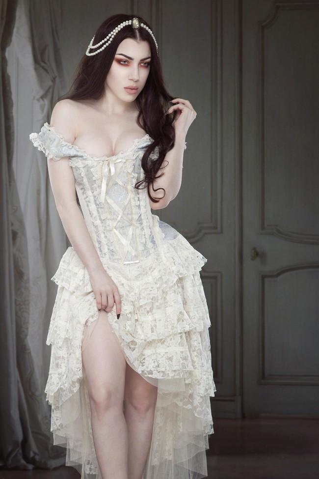 Victorian Dress, Gothic, Cream Corset Dress, Ophelie