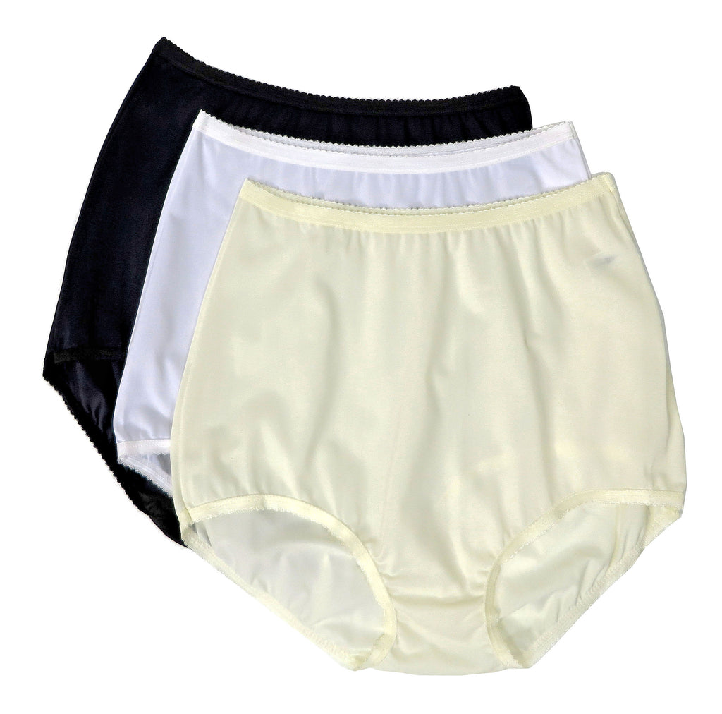Shadowline Panty New 100% Nylon Full-Cut Ivory Brief Granny Panties 7 Large  NWT