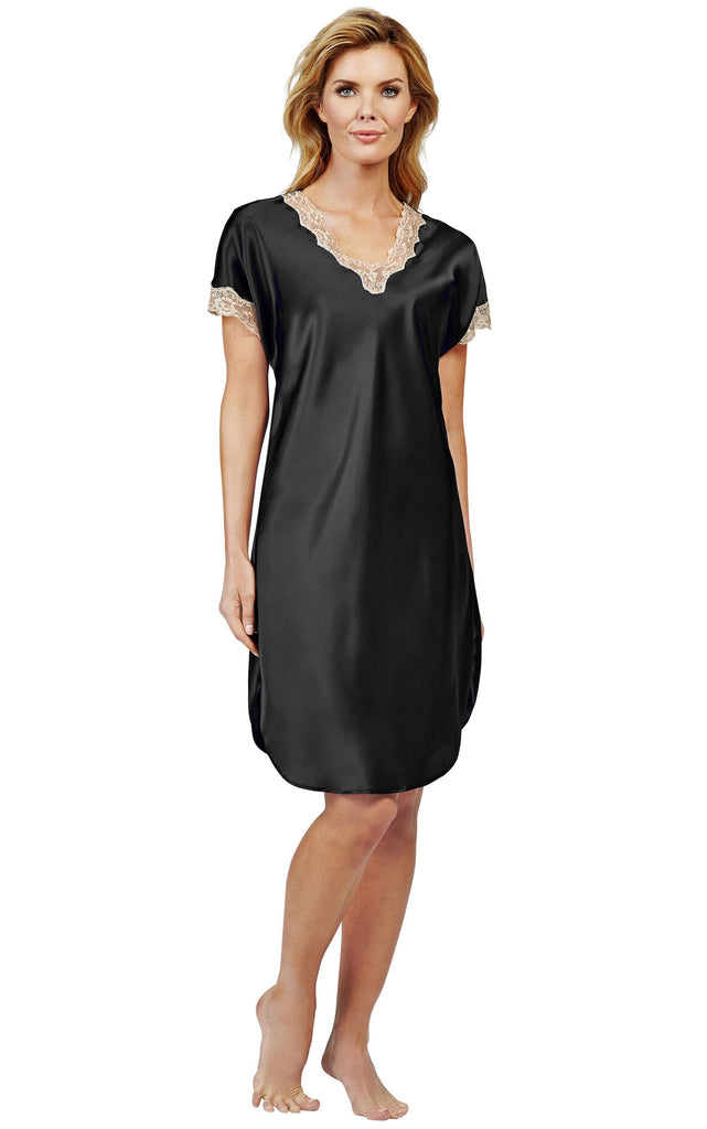 Shadowline Nightgown Sleep Shirt Charming Silky Satin Charmeuse Style –  Nyteez