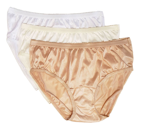 Shadowline Women's Nylon Hidden Elastic Full Brief Panty 3-Pack