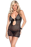 Women's Black Sleeveless Fishnet Mini Dress Coquette