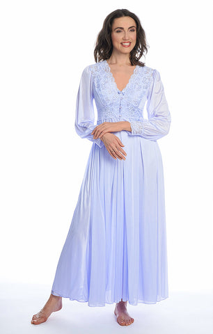 Women's Plus Size White Long Nightgown Mesh and Scalloped Silver Lace –  Nyteez