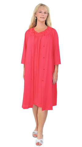 Shadowline Women's Nightgown and Robe Pajama Set Nylon Short Flutter Sleeve 36280